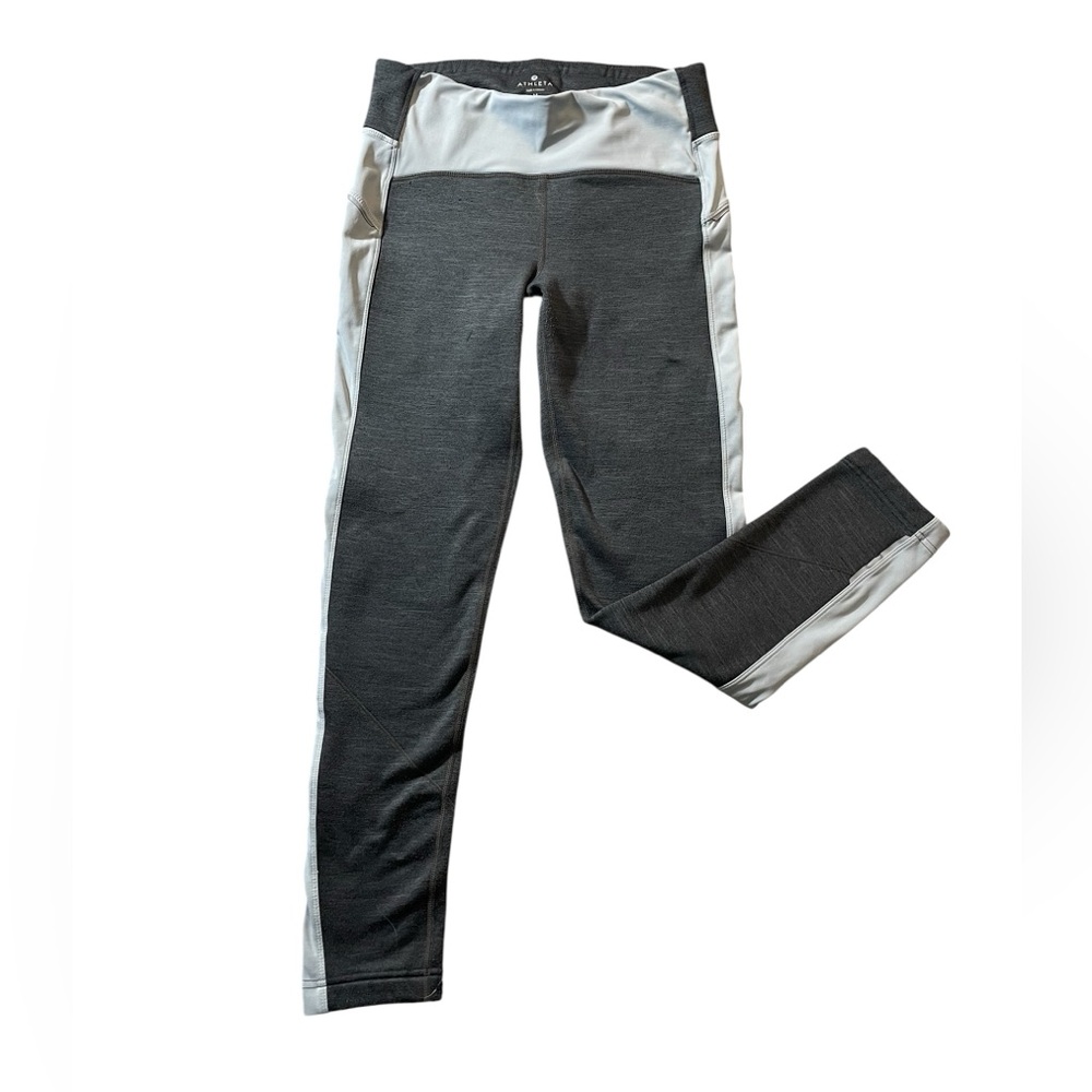 Athleta Grey and White Colorblock Leggings